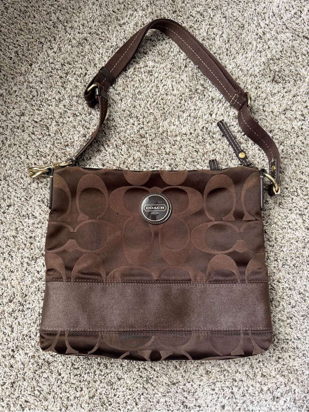 Coach Chocolate Brown Signature Crossbody Bag